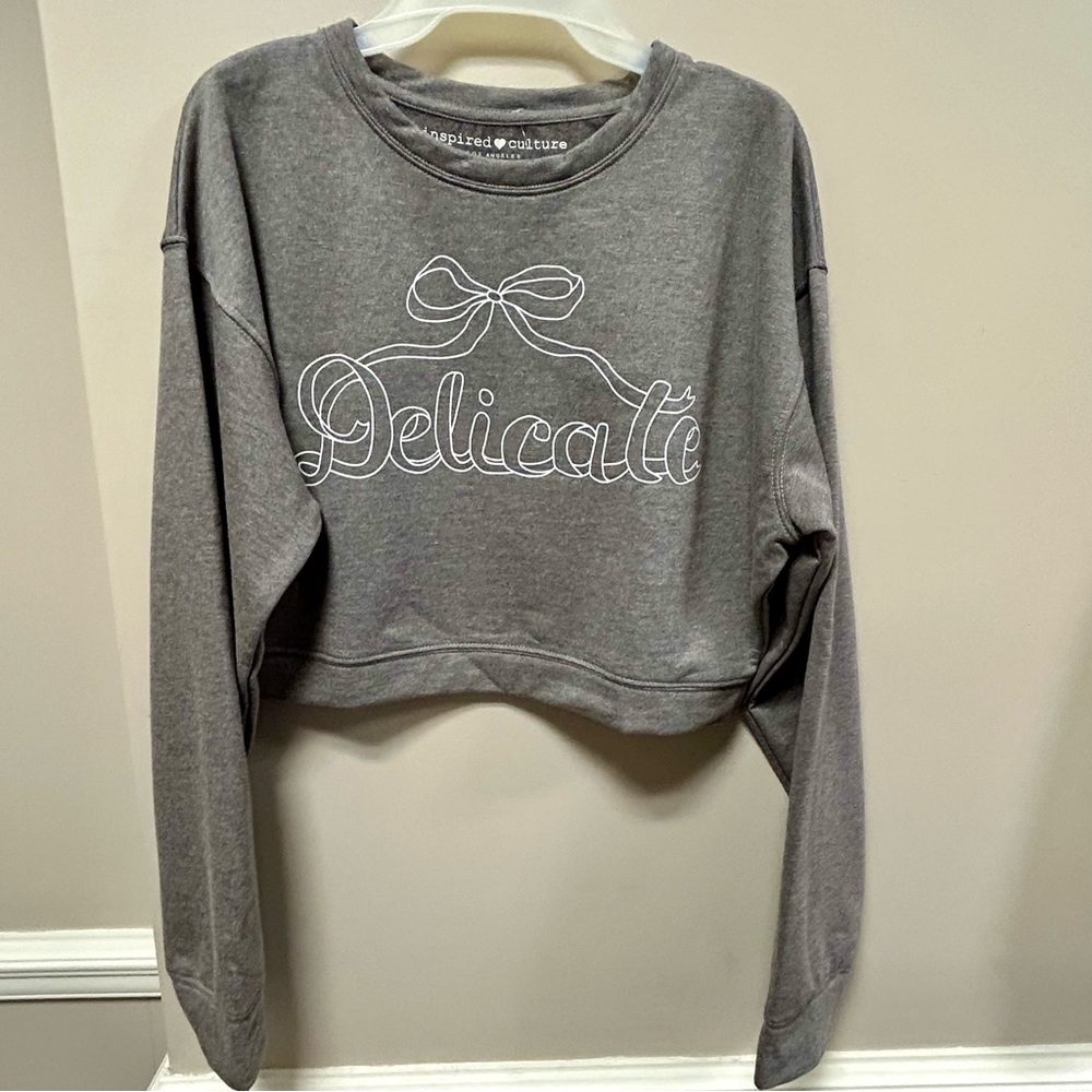 Inspired Culture Gray Sweatshirt Delicate Graphic NWT Sz XL